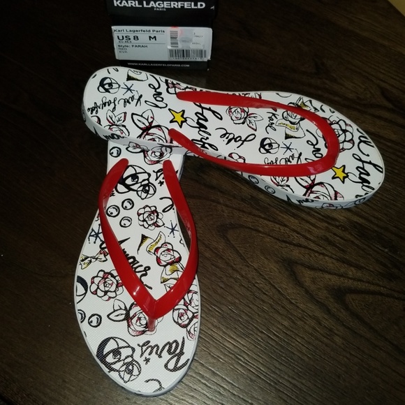 Karl Lagerfeld Shoes - New Karl Lagerfeld Paris Farah Red Eva Flip Flop